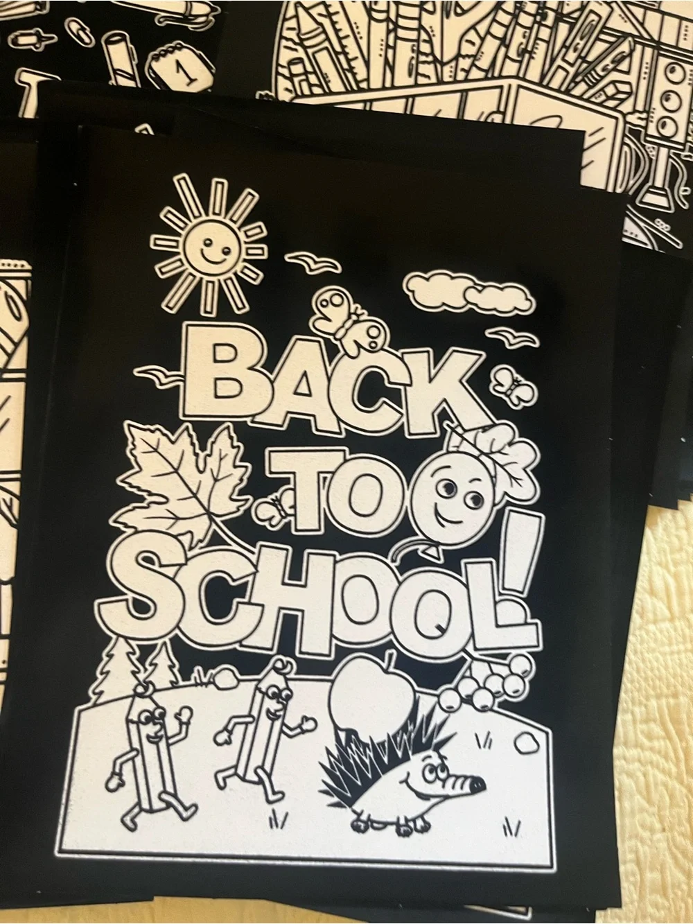 Back To School Velvet Coloring Sheets